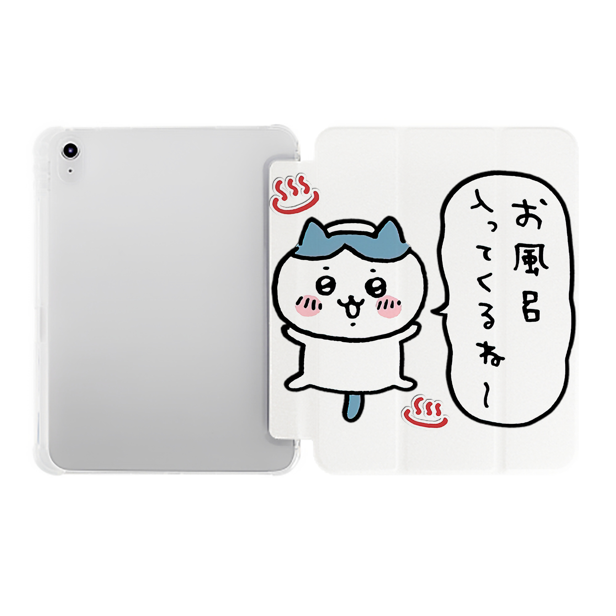 （画像用） ちいかわ ハチワレ Chii-kawa hachiware IPad ケース ペン収納付き 三つ折りスタンド PUレザー×シリコン 対応機種9.5/10.5/10.9インチ
